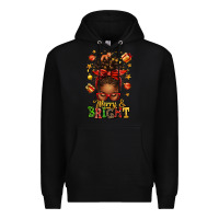 Black merry and bright christmas afro messy bun Premium Hoodie - texasbilliewilder