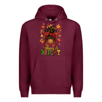 Burgundy merry and bright christmas afro messy bun Premium Hoodie - texasbilliewilder