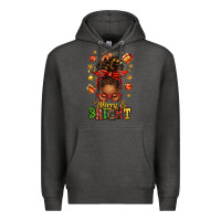 Charcoal Heather merry and bright christmas afro messy bun Premium Hoodie - texasbilliewilder