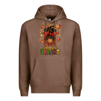 Chestnut merry and bright christmas afro messy bun Premium Hoodie - texasbilliewilder
