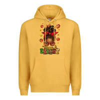 Mustard merry and bright christmas afro messy bun Premium Hoodie - texasbilliewilder