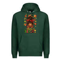 Sports Green merry and bright christmas afro messy bun Premium Hoodie - texasbilliewilder