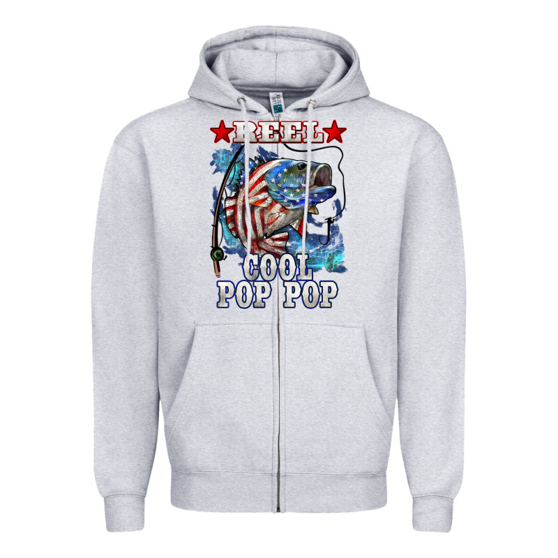 Reel Cool Pop Pop American Flag Bass Zipper Hoodie by LillyAllenDesigns | Teevron