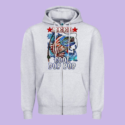Reel Cool Pop Pop American Flag Bass Zipper Hoodie Designed By Lillyallendesigns