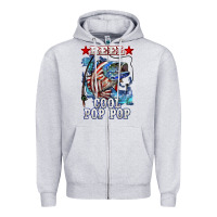 Heather Grey reel cool pop pop american flag bass Zipper Hoodie - LillyAllenDesigns