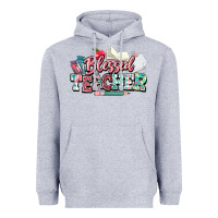Heather Grey blessed teacher school Heavyweight Hoodie - NancyCooperArtShop
