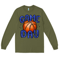Army Green game day basketball Long Sleeve Tee - MaliasSmallBusiness