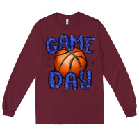 Burgundy game day basketball Long Sleeve Tee - MaliasSmallBusiness