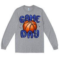 Heather Grey game day basketball Long Sleeve Tee - MaliasSmallBusiness