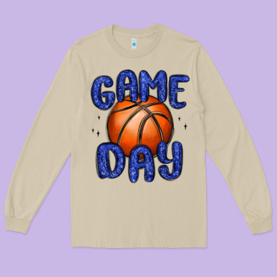 Game Day Basketball Long Sleeve Tee Designed By Maliassmallbusiness