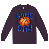 Plum game day basketball Long Sleeve Tee - MaliasSmallBusiness