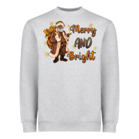 Heather Grey merry and bright black santa Heavyweight Sweatshirt - MaliasSmallBusiness