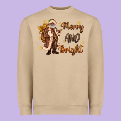 Merry And Bright Black Santa Heavyweight Sweatshirt Designed By Maliassmallbusiness