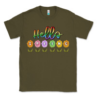 Army Green hello spring Classic Tee - MaliasSmallBusiness