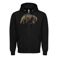 Black short beaked echidna Zipper Hoodie - LillyAllenDesigns