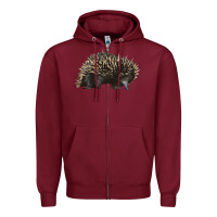 Burgundy short beaked echidna Zipper Hoodie - LillyAllenDesigns