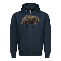 Navy short beaked echidna Zipper Hoodie - LillyAllenDesigns