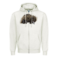 Oatmeal Heather short beaked echidna Zipper Hoodie - LillyAllenDesigns