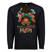 Black American Football Mom Afro Messy Bun Premium Sweatshirt - texasbilliewilder