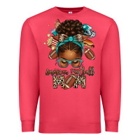 Cardinal American Football Mom Afro Messy Bun Premium Sweatshirt - texasbilliewilder