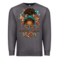 Charcoal Heather American Football Mom Afro Messy Bun Premium Sweatshirt - texasbilliewilder