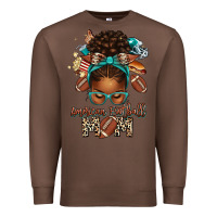 Chestnut American Football Mom Afro Messy Bun Premium Sweatshirt - texasbilliewilder