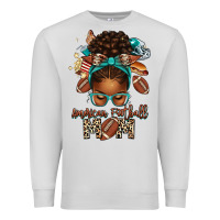 Dove Grey American Football Mom Afro Messy Bun Premium Sweatshirt - texasbilliewilder