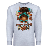 Heather Grey American Football Mom Afro Messy Bun Premium Sweatshirt - texasbilliewilder