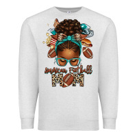 Oatmeal Heather American Football Mom Afro Messy Bun Premium Sweatshirt - texasbilliewilder