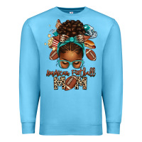 Ocean Blue American Football Mom Afro Messy Bun Premium Sweatshirt - texasbilliewilder