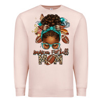 Pale Pink American Football Mom Afro Messy Bun Premium Sweatshirt - texasbilliewilder