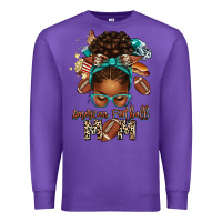Purple American Football Mom Afro Messy Bun Premium Sweatshirt - texasbilliewilder