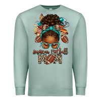 Seafoam American Football Mom Afro Messy Bun Premium Sweatshirt - texasbilliewilder