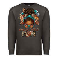 Smoke American Football Mom Afro Messy Bun Premium Sweatshirt - texasbilliewilder
