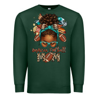 Sports Green American Football Mom Afro Messy Bun Premium Sweatshirt - texasbilliewilder