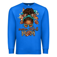 True Royal American Football Mom Afro Messy Bun Premium Sweatshirt - texasbilliewilder