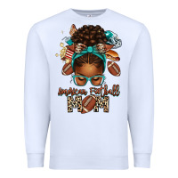 White American Football Mom Afro Messy Bun Premium Sweatshirt - texasbilliewilder