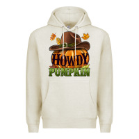 Oatmeal Heather Howdy pumpkin Premium Hoodie - NancyCooperArtShop