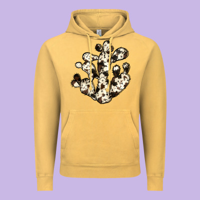 Cowhide Cactus Vintage Hoodie Designed By Jahusdesignshop