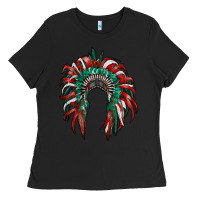 Black mexican flag indian headdress Ladies Tee - RanaPortraitStore