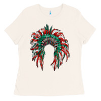 Bone mexican flag indian headdress Ladies Tee - RanaPortraitStore