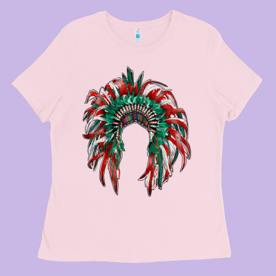 Mexican Flag Indian Headdress Ladies Tee Designed By Ranaportraitstore