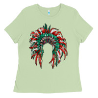 Matcha mexican flag indian headdress Ladies Tee - RanaPortraitStore
