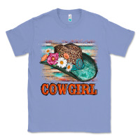 Colony Blue cowgirl hat flowers leopard and  leather Classic Tee - AdoDesignShop