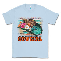 Dusty Blue cowgirl hat flowers leopard and  leather Classic Tee - AdoDesignShop