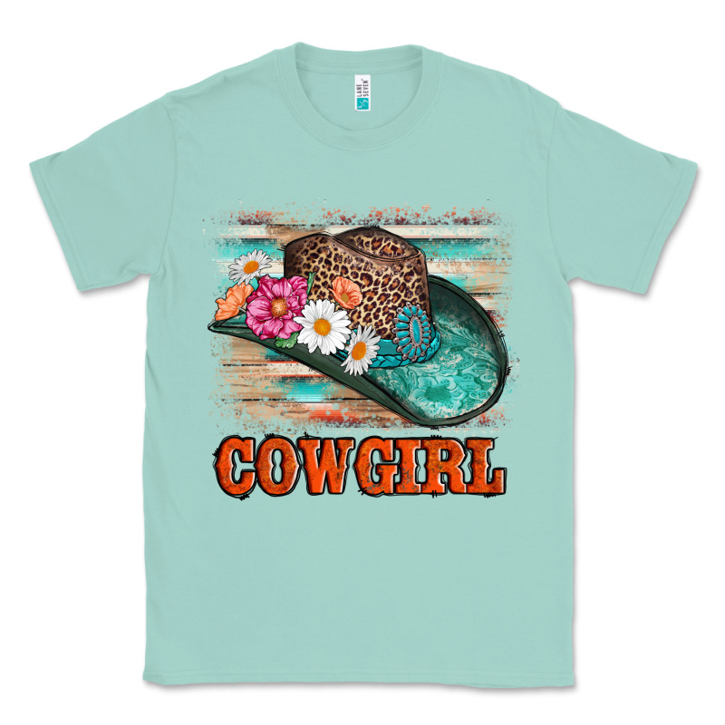 Cowgirl Hat Flowers Leopard And  Leather Classic Tee by AdoDesignShop | Teevron