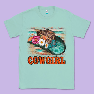 Cowgirl Hat Flowers Leopard And  Leather Classic Tee Designed By Adodesignshop