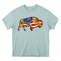 Arona bison amerıcan flag Heavy Core Tee - BarkalooDesign