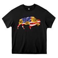 Black bison amerıcan flag Heavy Core Tee - BarkalooDesign