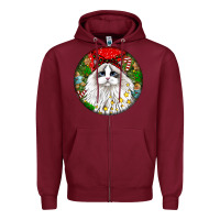 Burgundy christmas ragdoll  cat Zipper Hoodie - LillyAllenDesigns